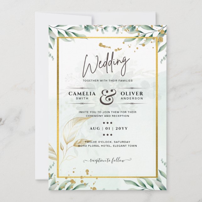 Grey Wedding Website OSA QR CODE Inbjudningar (Framsida)