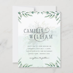 Grey Wedding Website OSA QR CODE Vykort