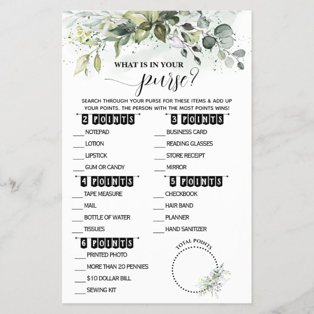 Grey What is in your Purse Baby Shower Card Flygblad (Framsidan)