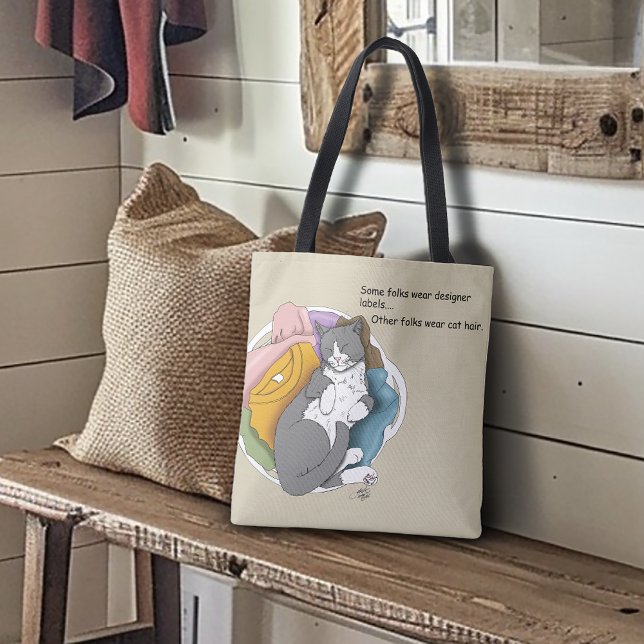 Grey White Cat Hair Laundry Tygkasse (Skapare uppladdad)