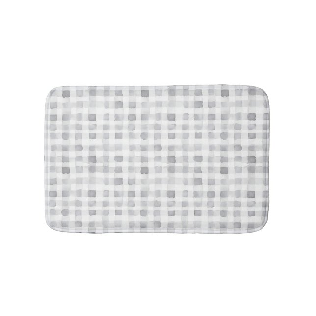 Grey White Plaid Stripes  Badrumsmatta (Framsidan)