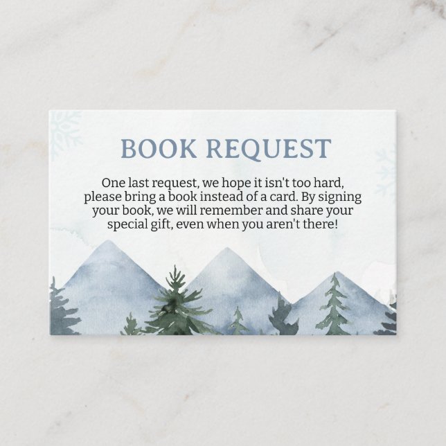 Grey Wilderness Baby Shower Book Request Insert Lojalitetskort (Framsida)