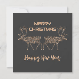Grey wish card Merry Christmas new year reindeer Julkort