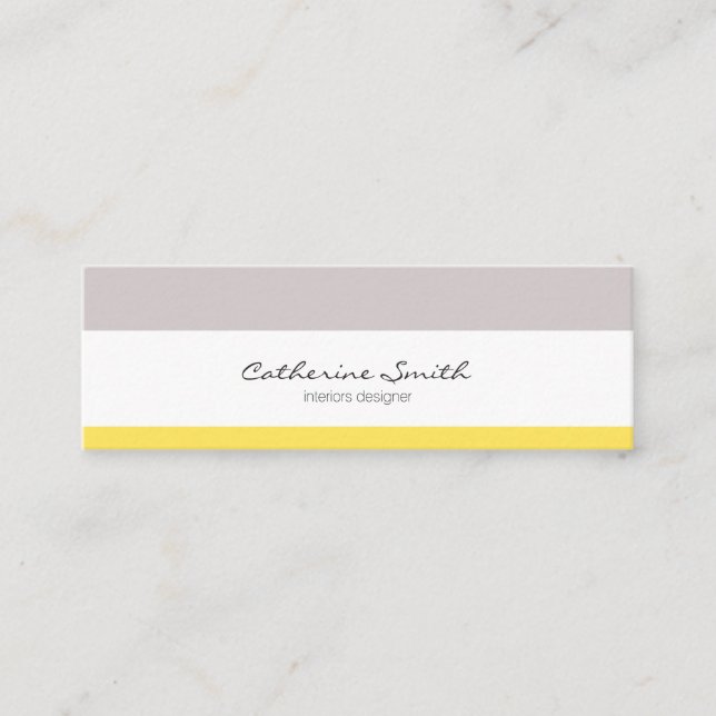 Grey yellow lines minimalist feminine chic card mini visitkort (Framsida)