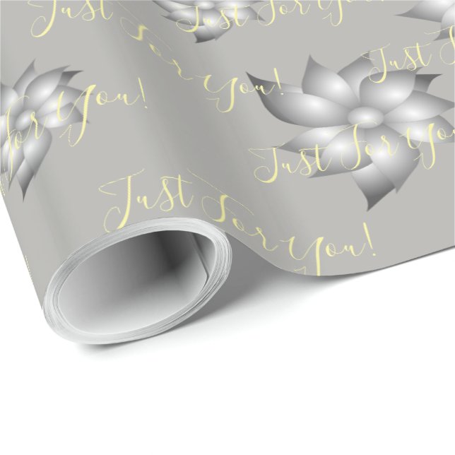GreyAnd Gult Flowved Gift Wrap Wrap Presentpapper (Rullad Hörn)