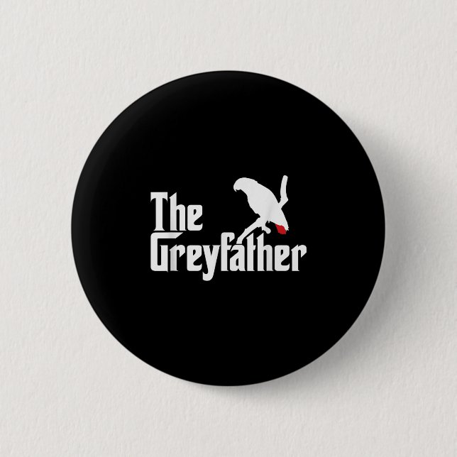 Greyfather Funny African Grått Parrot Älskare Bi Knapp (Framsida)