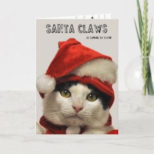Greyfoot Cat Rädding Santa Klo Helgdag Card Helgkort