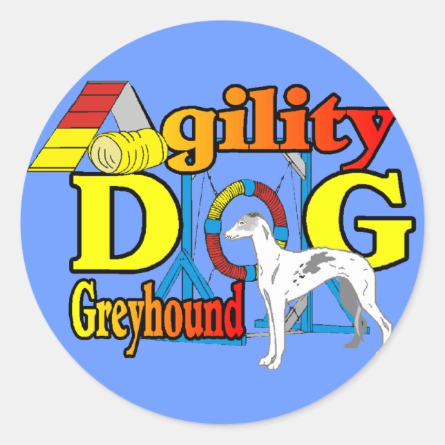 Greyhound_Agilitet Runt Klistermärke (Framsida)