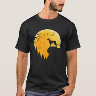 Greyhound Älskare Halloween Måne T Shirt