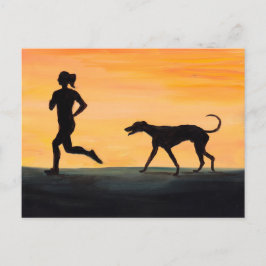 Greyhound and Joggare Hund Art-vykort Vykort