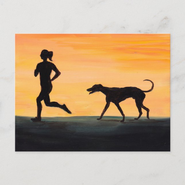 Greyhound and Joggare Hund Art-vykort Vykort (Framsida)