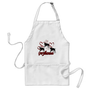 Greyhound and Red Hearts Hund Apron Förkläde