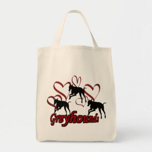 Greyhound and Red Hearts Hund Tygkasse