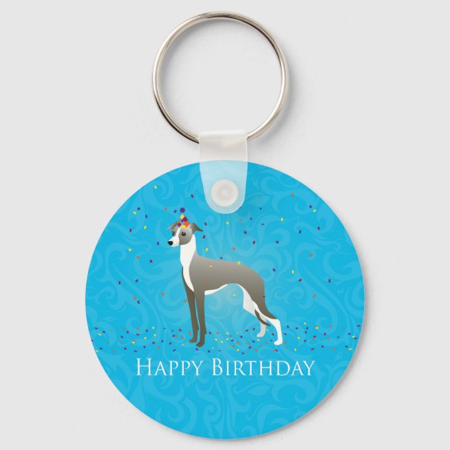 Greyhound Birthday Design Nyckelring (Framsida)