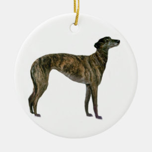 Greyhound - Brindle (stående) Julgransprydnad Keramik