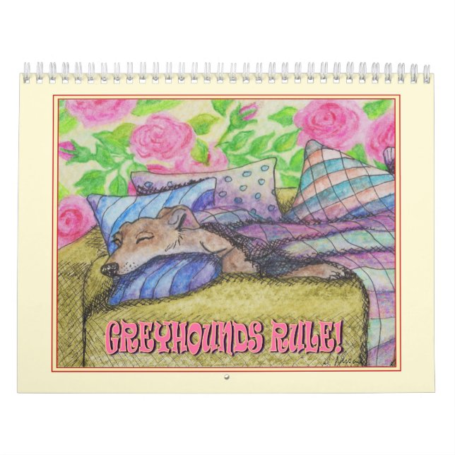 Greyhound Calendar - Wall Calendar för Hundälskare Kalender (Omslag)