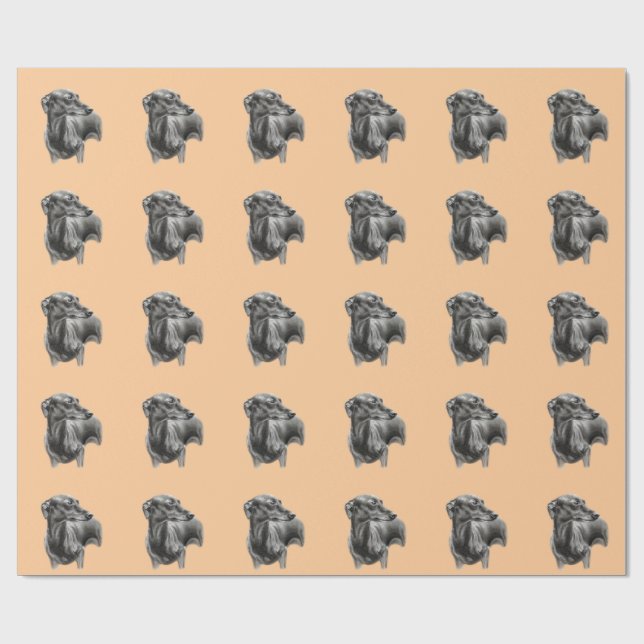 Greyhound Charcol Teckning Presentpapper (Platt)