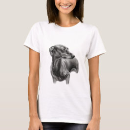 Greyhound charcol teckning t-shirt
