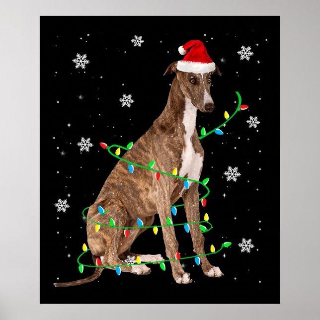 greyhound christmas light, gullig, Santa Greyhound Poster (Framsidan)