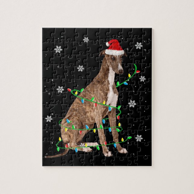 greyhound christmas light, gullig, Santa Greyhound Pussel (Vertikal)