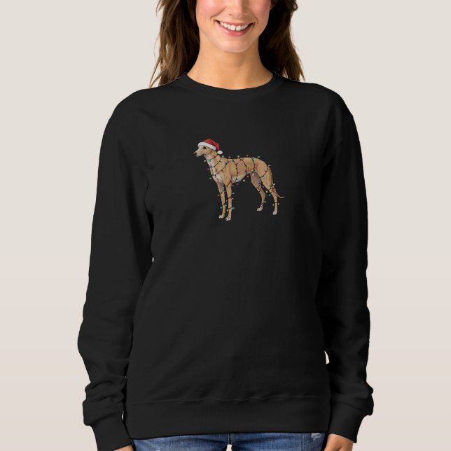 Greyhound Christmas Lights - Santa Dog T Shirt (Framsida)