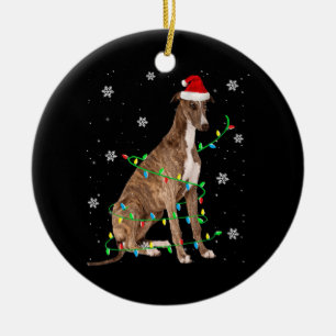 greyhound christmas ljuv, fin, grå hund julgransprydnad keramik