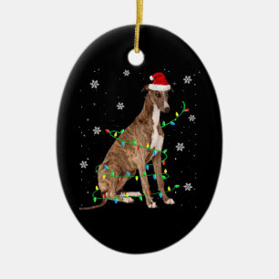 greyhound christmas ljuv, fin, grå hund julgransprydnad keramik