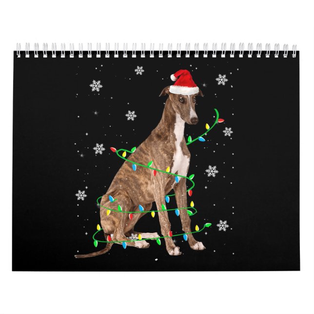 greyhound christmas ljuv, fin, grå hund kalender (Omslag)