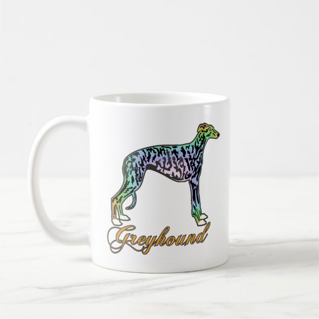 Greyhound Colorful Brindle Mugg (Vänster)