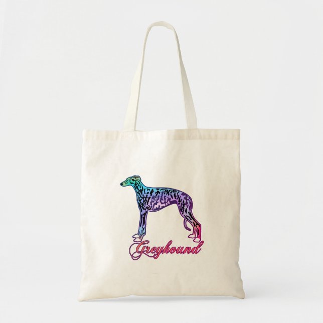 Greyhound Colorful Brindle Tote Bag Tygkasse (Framsidan)