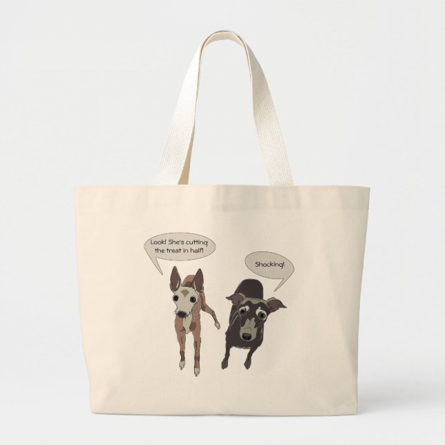 Greyhound "Cshing the treat" Tote Bag Jumbo Tygkasse (Framsidan)