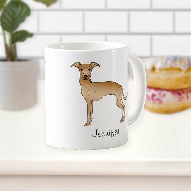 Greyhound Cute Tecknad hund med Namn Kaffemugg (Skapare uppladdad)
