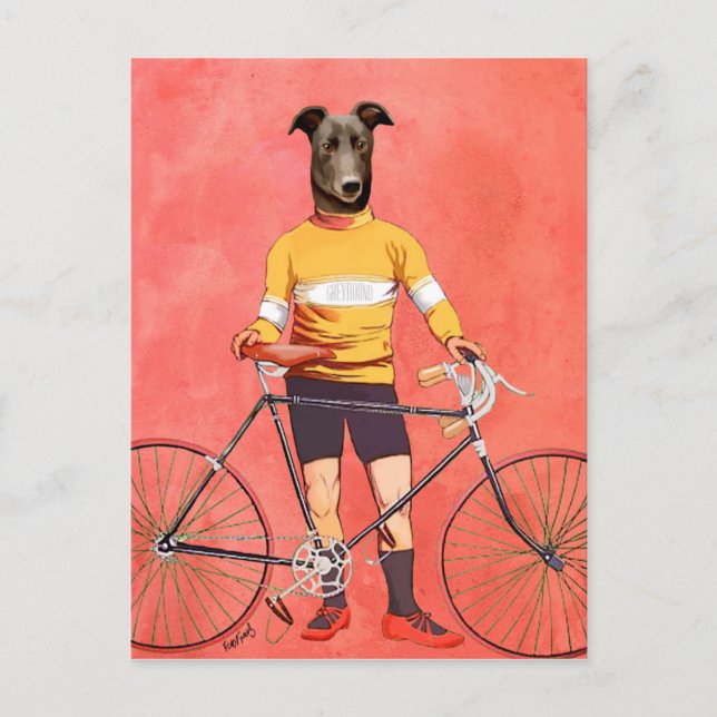 Greyhound Cyclist 2 Vykort (Framsida)