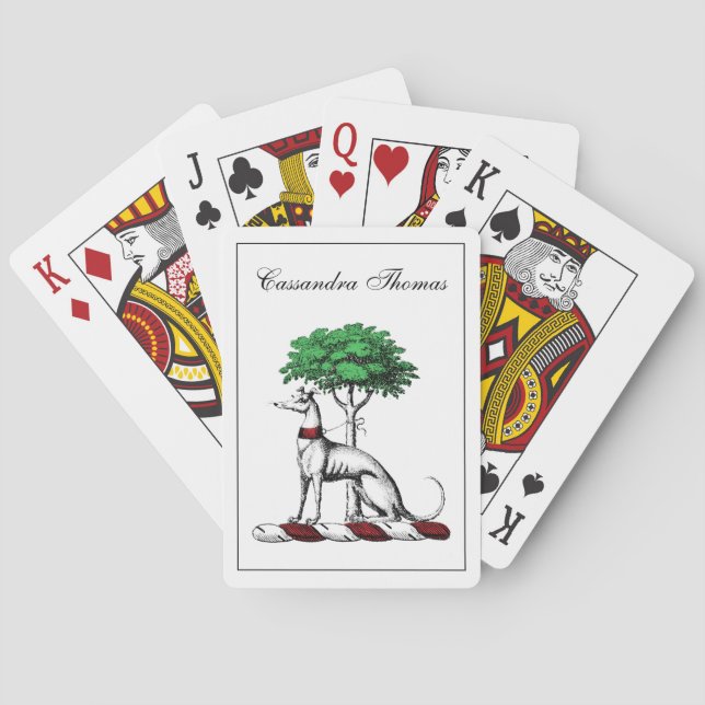 Greyhound-disposition med Träd Heraldic Vapensköld Kortlek (Baksidan)