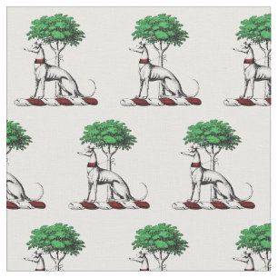 Greyhound-disposition med Träd Heraldic Vapensköld Tyg