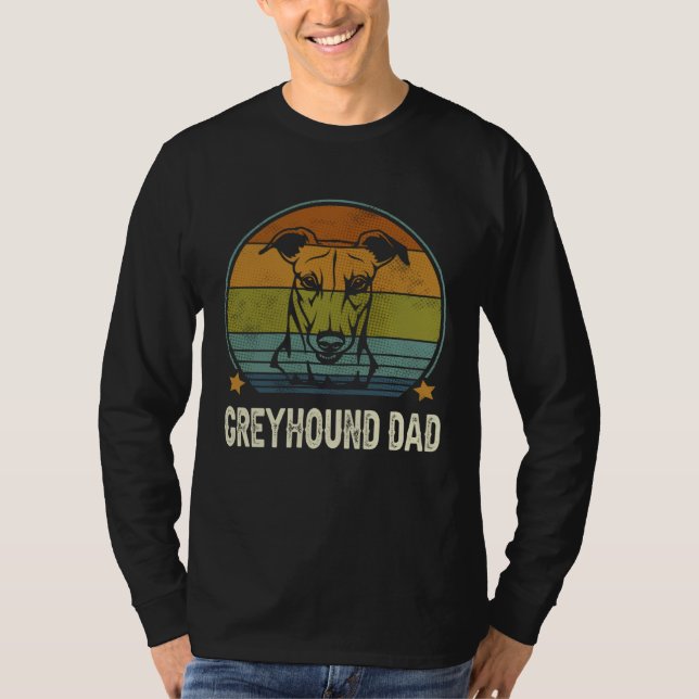 Greyhound Dog Dad Vintage Fathers Day T Shirt (Framsida)