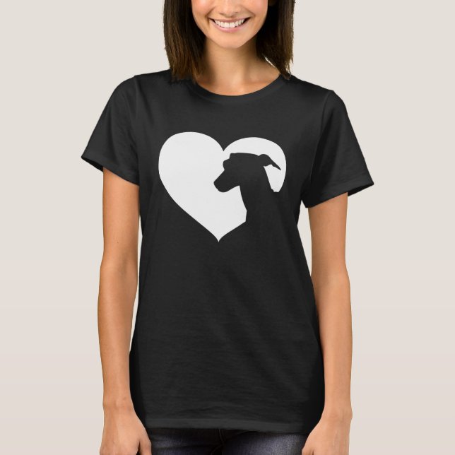 Greyhound Dog Heart Silhouette  Greyhound T Shirt (Framsida)