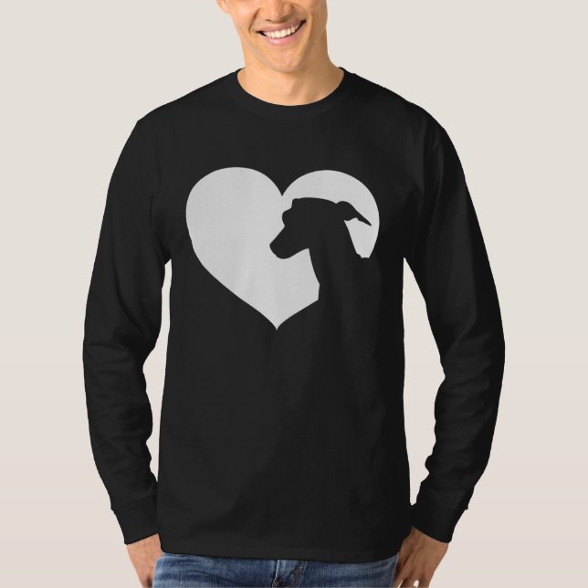 Greyhound Dog Heart Silhouette  Greyhound T Shirt (Framsida)