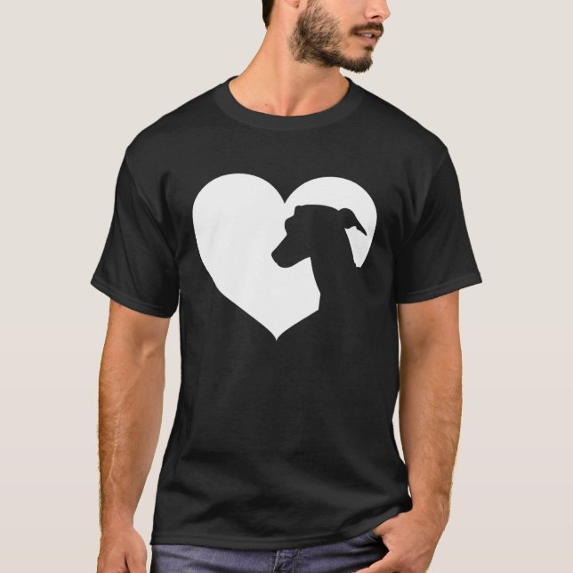 Greyhound Dog Heart Silhouette  Greyhound T Shirt (Framsida)