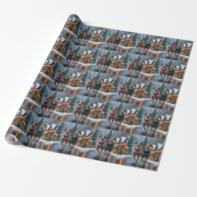 Greyhound Dogs Christmas Snow Holiday Presentpapper (Utrullad)
