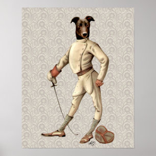 Greyhound Fencer i Cream Fullt Poster
