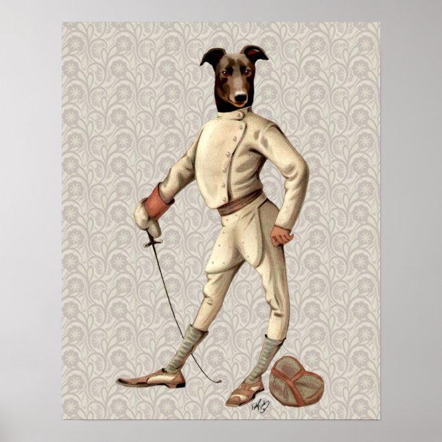 Greyhound Fencer i Cream Fullt Poster (Framsidan)