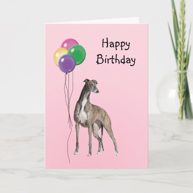 Greyhound, födelsedagsballonger kort (Framsida)