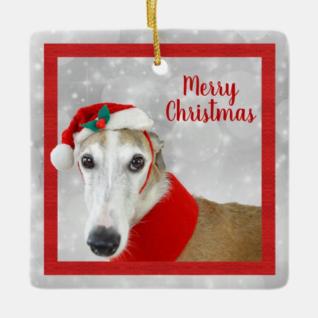 Greyhound God jul Julgransprydnad Keramik (Framsida)
