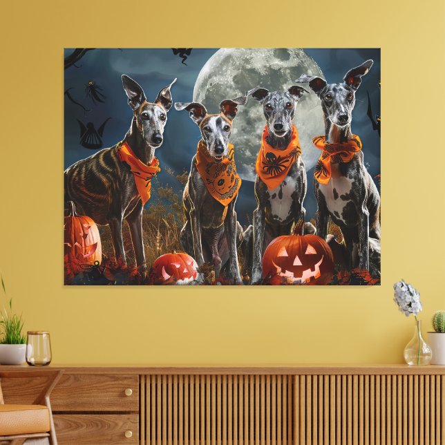 Greyhound Halloween Kuslig Canvastryck (Insitu (Vardagsrum))