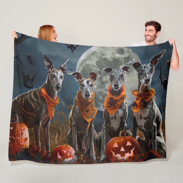 Greyhound Halloween Kuslig Fleecefilt (På plats)