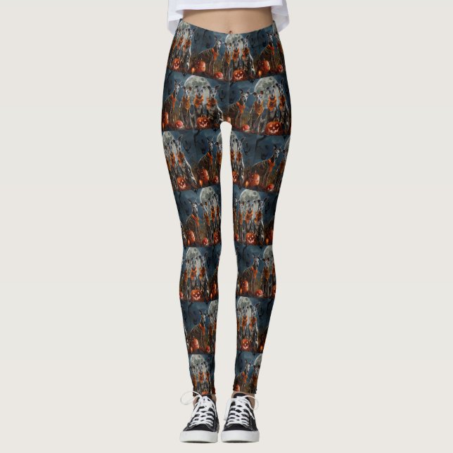 Greyhound Halloween Kuslig Leggings (Framsida)