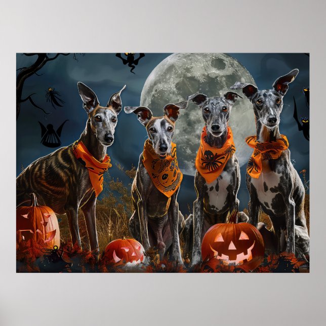 Greyhound Halloween Kuslig Poster (Framsidan)