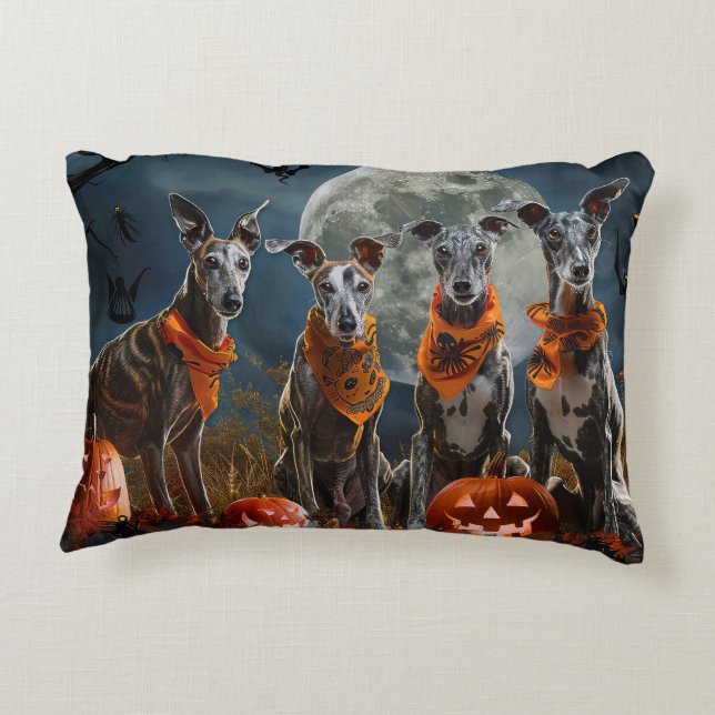 Greyhound Halloween Kuslig Prydnadskudde (Baksidan)
