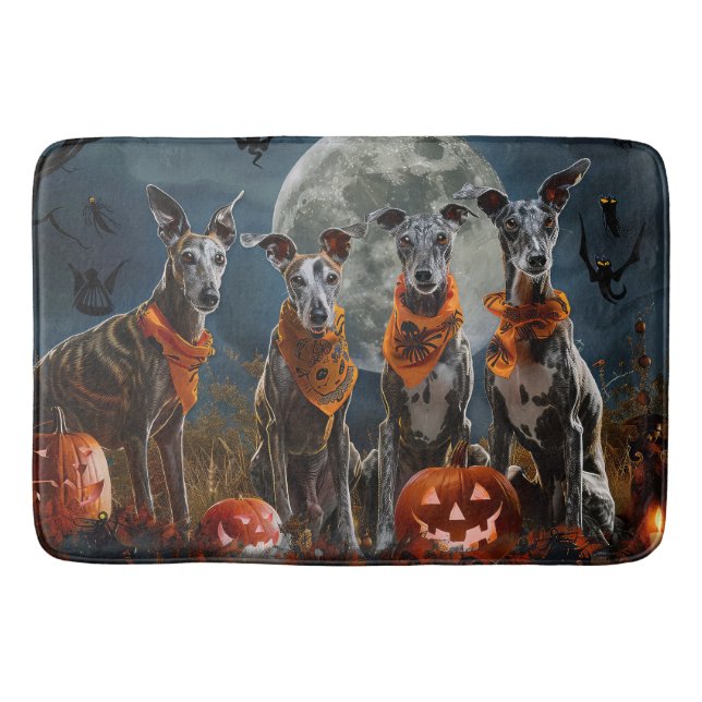 Greyhound Halloween Skräckinjagande Badrumsmatta (Framsidan)
